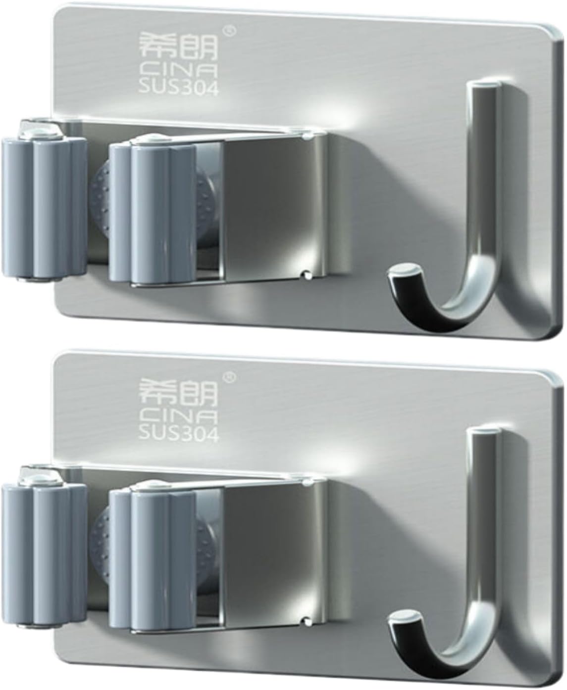 Kitchen Utensil Gadgets Kitchen Gadgets-1052 不锈钢拖把架挂钩强力免打孔墙壁挂卫生间收纳扫把墩布夹固定神器