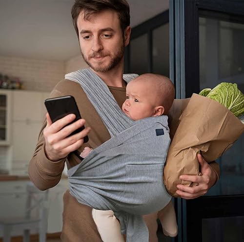 Miniatura 7 de Versátil portabebés gris y negro cómodo, suave y de apoyo, anillo ajustable para mamá y papá, ideal para registro de bebé, recién nacido a niño,