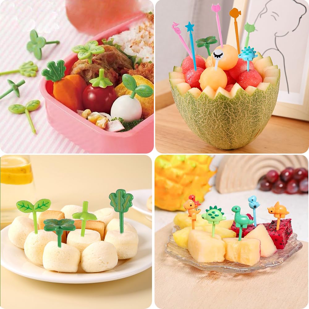Pack Of 64 Children's Finger Food Picks, 14 Styles Food Picks, Made Of ABS, Reusable Fruit Forks, Children, Lunch Boxes Accessories For Desserts - View #7