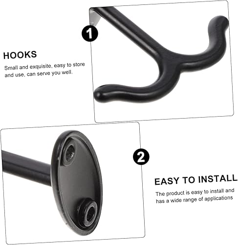 Miniatura 8 de CHILDWEET 4 ganchos de doble garra para el techo, colgador para toallas, bata negra, estantes de plástico resistente, ganchos negros para adornos,