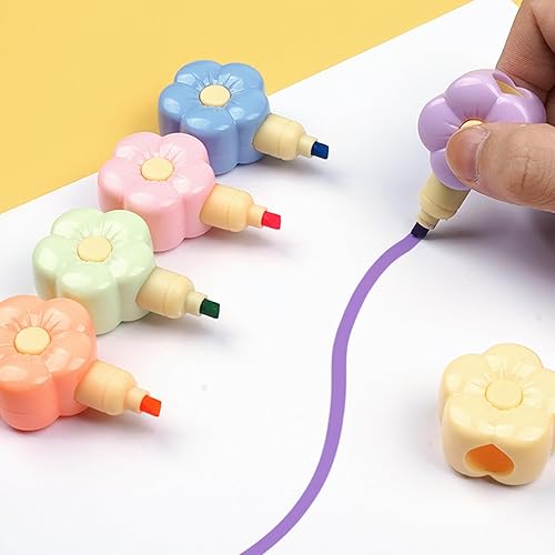 Miniatura 3 de Marcador de dibujos animados Marcado Conveniente Estudiante Highlighter Pen Outline Art Pen Flower