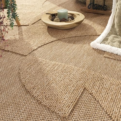 Tapis d'extérieur résistant aux intempéries grand format beige à effet 3D