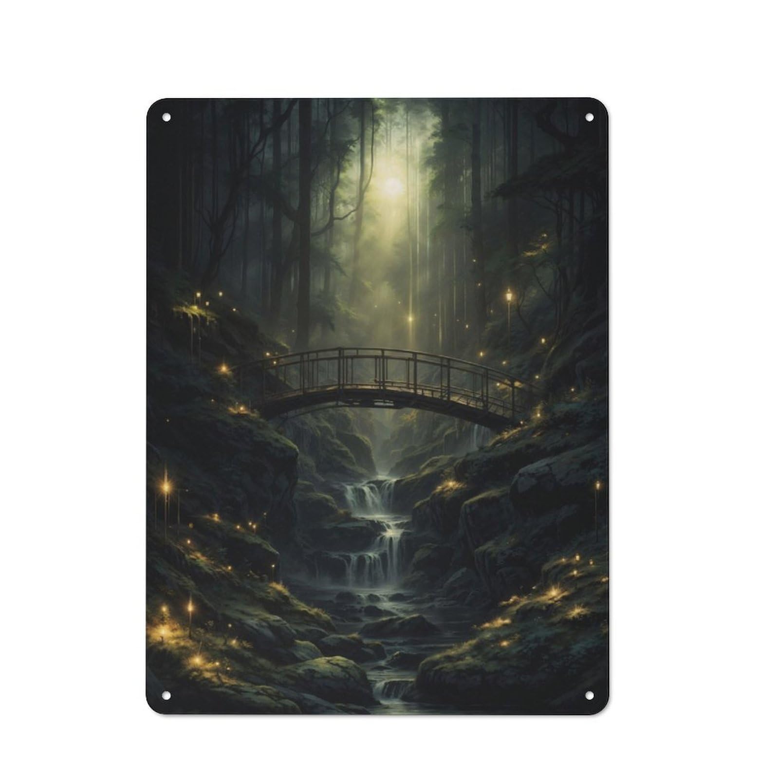 Junmoney Forest Bridge In Autumn 40X30cm Retro Metal Sign With For Café Or Restaurant, For Collectors Decorating Cafés And Restaurants