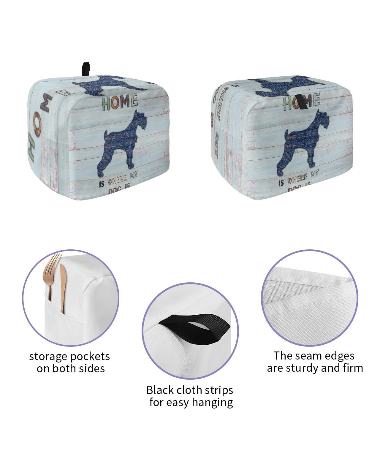2-Slice Toaster Cover With Pockets – Black German Shepherd Dog Design, Soft Dust Protector (14.4 X 7.9 X 7.5 Inches) - View #5