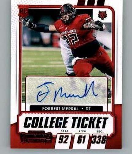 2021 Panini Contenders Draft College Ticket Red #263 Forrest Merrill RC AUTO Autograph Arkansas State Red Wolves Football Trading Card