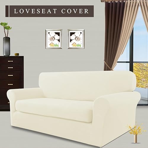Miniatura 2 de Easy-Going Funda elástica para sofá de 2 piezas, protector de muebles de microfibra súper suave y resistente con parte inferior elástica para