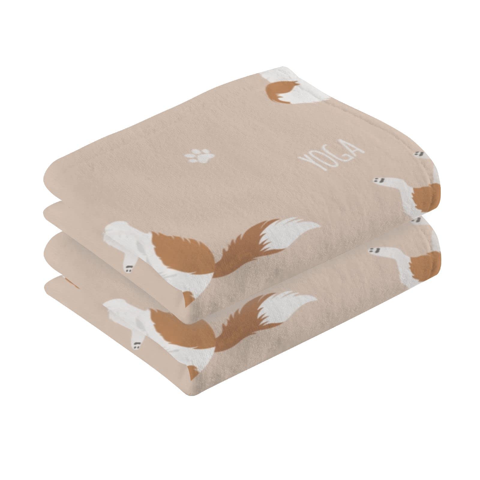 YYZZH 100% Cotton Towels Set,Yoga Cavalier King Charles Spaniel Dog Bath Towel Hand Towel Absorbent Soft Towels for Bathroom Pool Gym Travel Beach,2-Pack