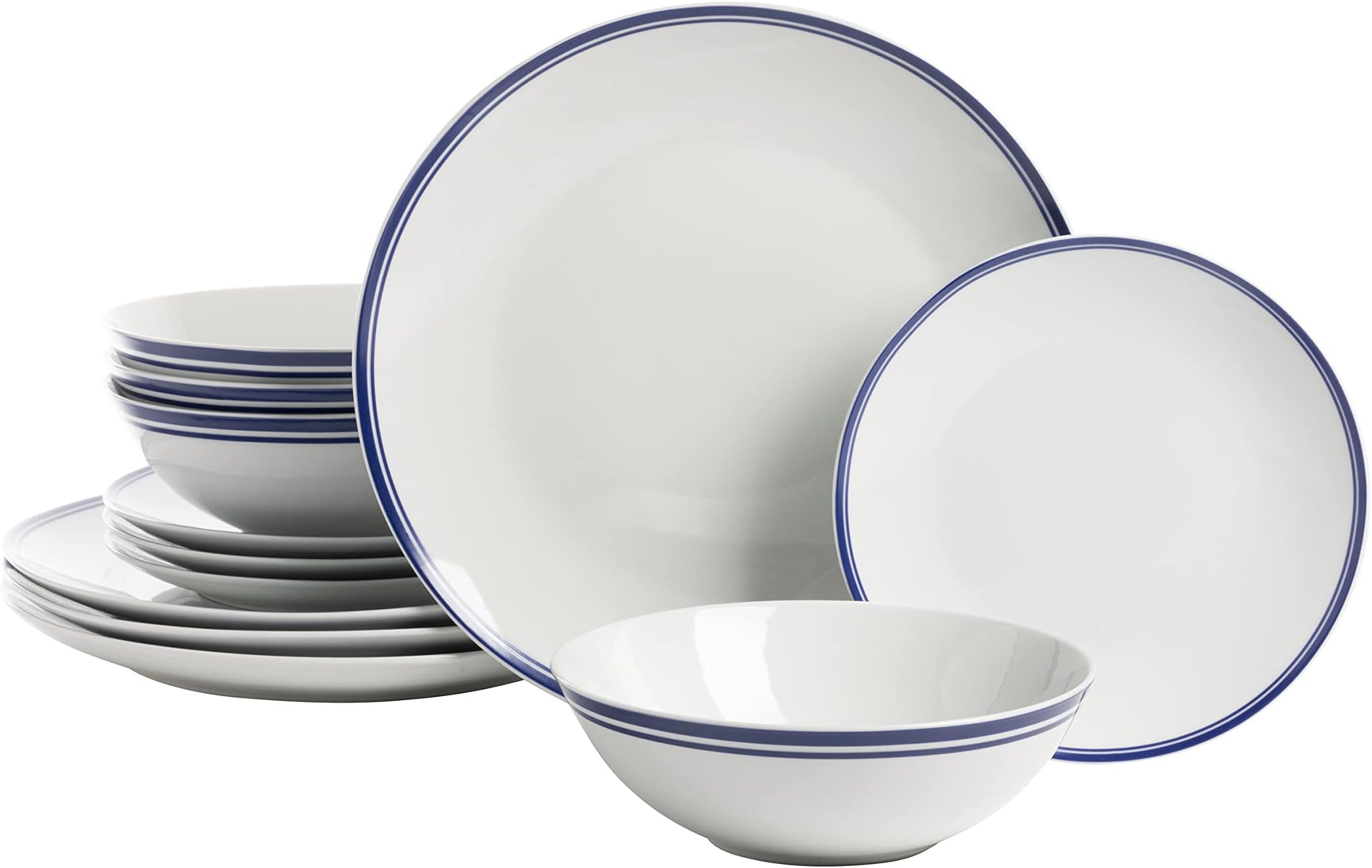 Café Stripe 12 Pc Dinnerware Set, Blue