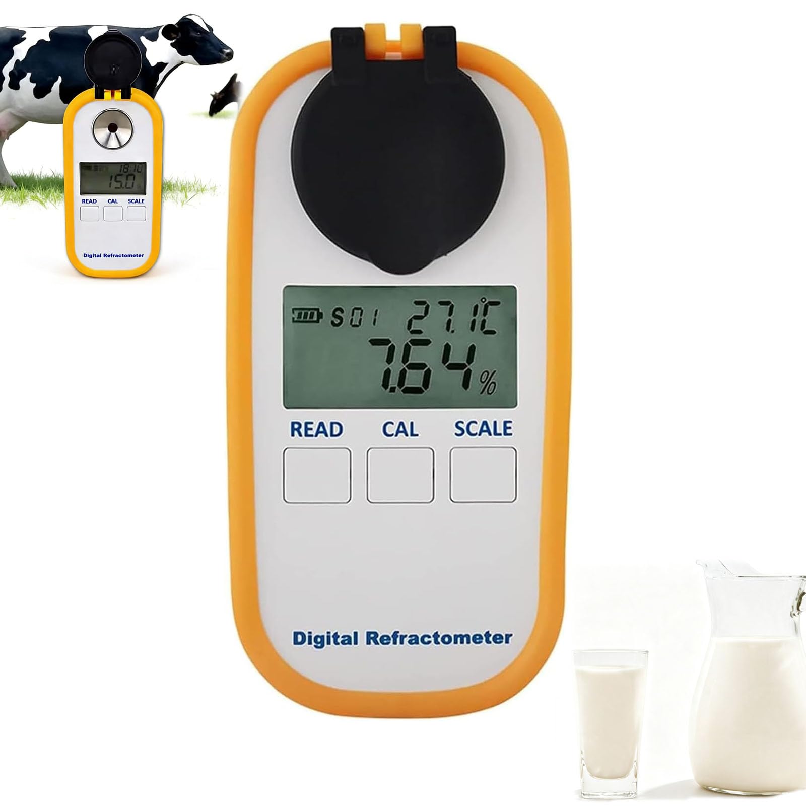 Refrattometro Digitale Portatile A Led, Per Test Sui Vitelli, Intervallo Di Concentrazione Del Colostro 0-50%, Rilevamento Di Igg Da 1,8 A 14,2 G/dl, Per Test Del Colostro Nelle Vacche Da Latte.