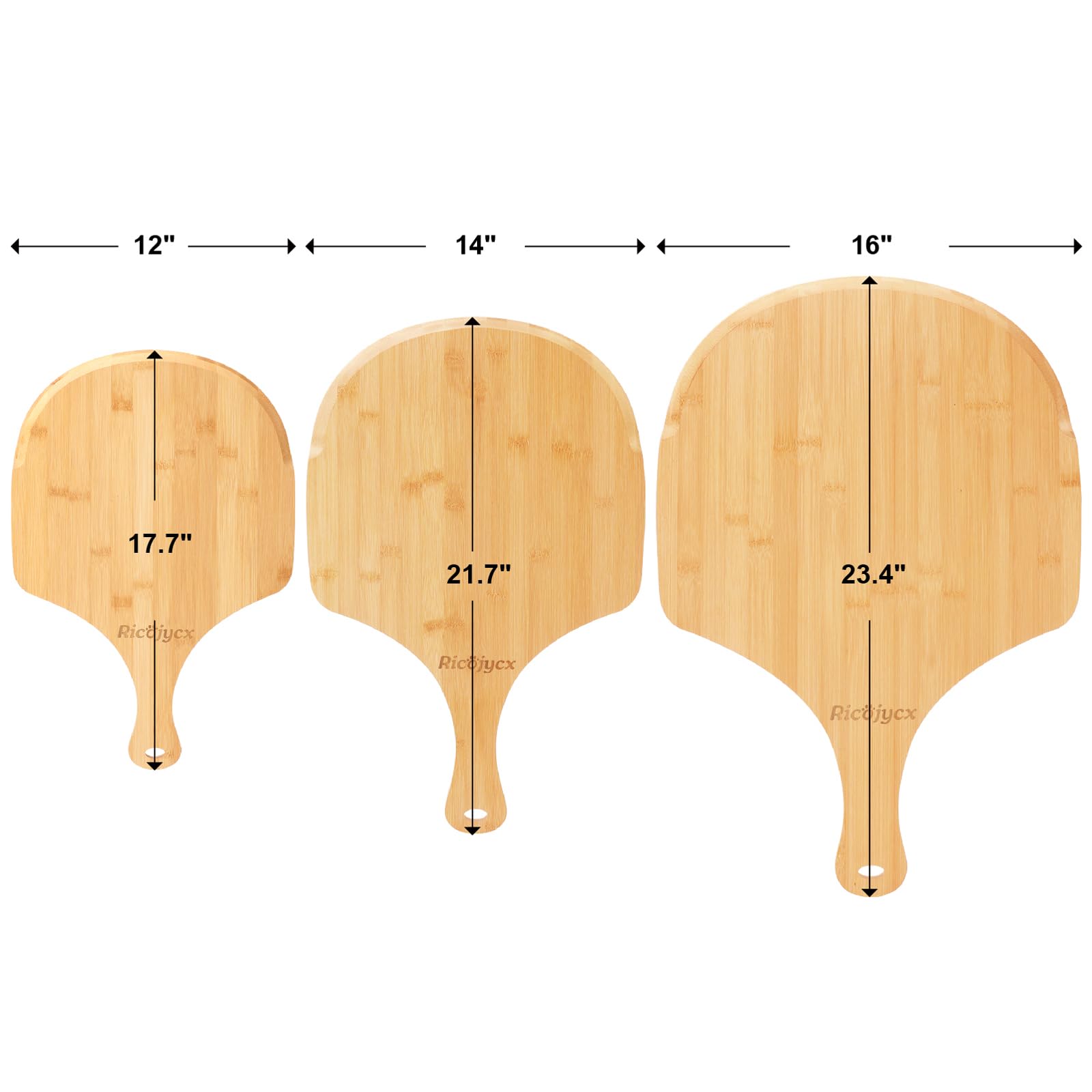 Zestaw łopat do pizzy i desek do krojenia, 35 cm, naturalny bambus, 2 sztuki