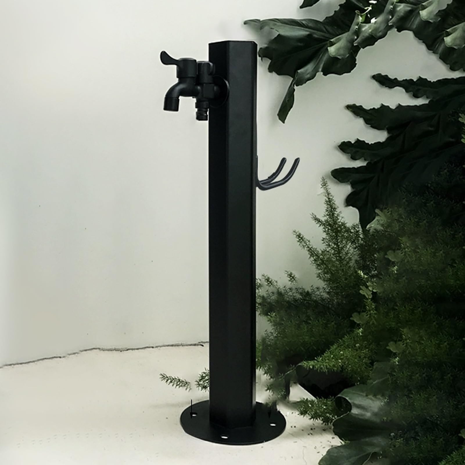 WOTZOV Faucet Water Column,Outdoor Garden Water Column - Freestanding Post Faucet With Double Outlet Hydrant For Courtyard - Vertical Water Dispenser，Black D 60CM/23.6IN