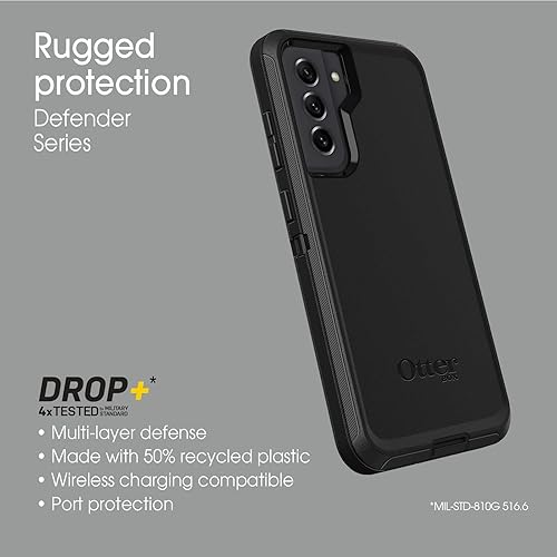 Miniatura 6 de OtterBox Funda para Galaxy S21 FE 5G (solamente) Defender Series, color negro, resistente y duradero, con protección de puerto, incluye soporte de