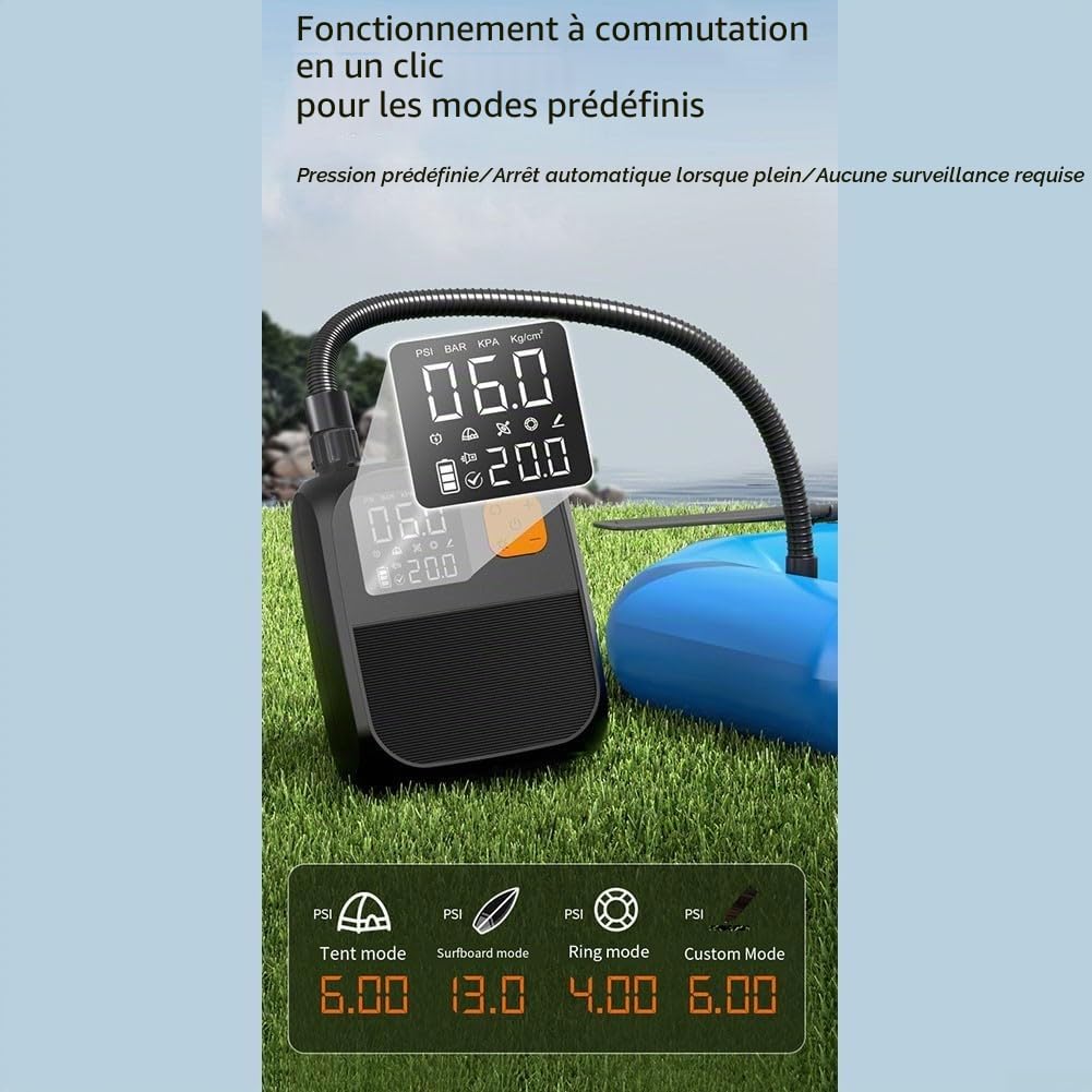 ZYWUOY Pompe gonflable pour canoë - Portable - Sans fil - Rechargeable - Électrique - Pour kayak - Surveillance de la pression en temps réel