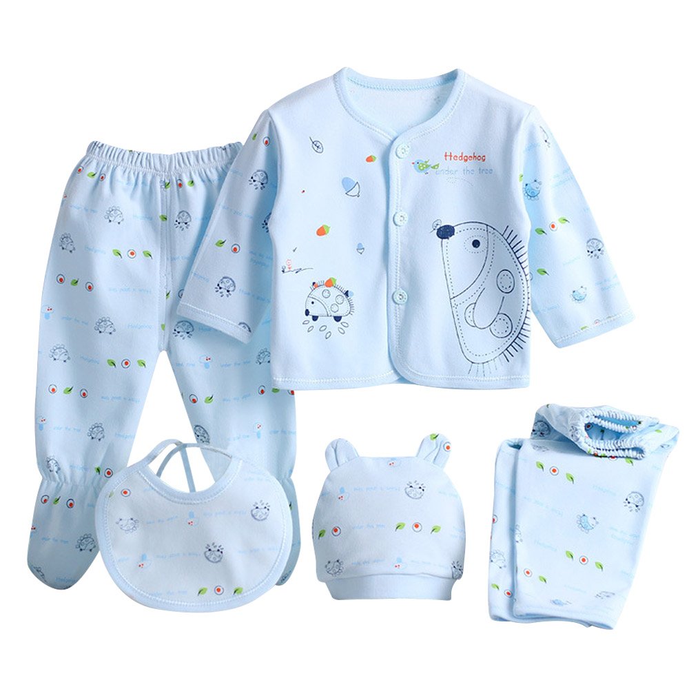 Wocharm Women's Blue 3# Newborn Baby Girls Boy Grow Clothes Unisex Infant Playsuits 5Pcs(Blue 3#)