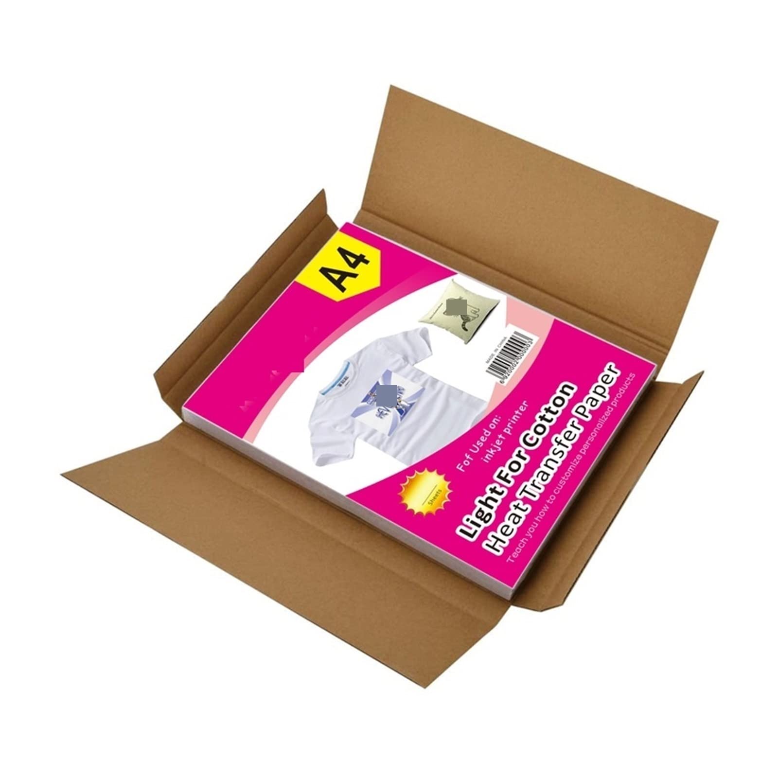 T-Shirt-Stoff Baumwolle Inkjet Transferpapier Stoff Sublimationspapier 8,3 x 11,7 Zoll weiße Farbe Licht Wärmeübertragungspapier Lucky (Color : 100sheets)