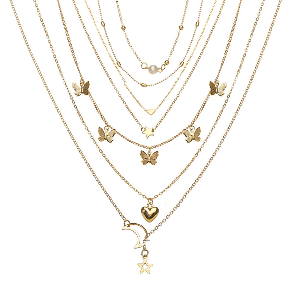 Jewels Galaxy Gold Plated Gold Toned Six-Pieces Layered Necklace For Women and Girls (JG-PC-NCKK-22203) (B0BTTH8N4Y) Amazon Price History, Amazon Price Tracker