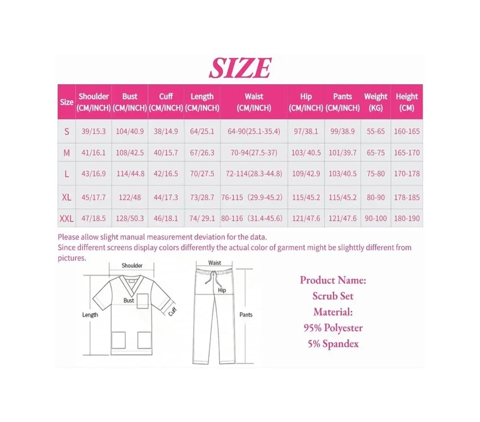 Monos Médicos Uniformes Blusas médicas elásticas con Bolsillos Pantalones Uniforme de Enfermera Monos de médico Salón de Belleza Trabajo(Purple,L)