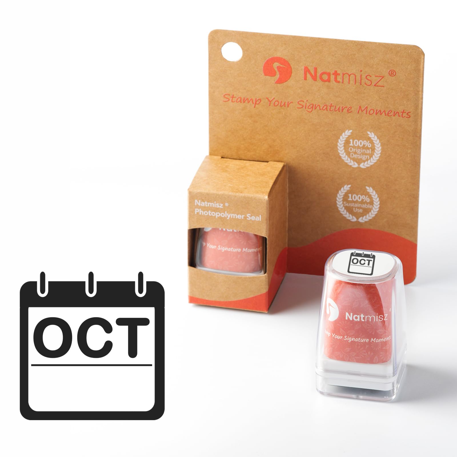 Natmisz:Month Date Stamp Self Inking Stamps Set - Exclusive Custom Design - Perfect for Daily Planner,Journaling Notebooks,Date Gun,Travel Hiking Camping Journal,Labels Log,Teachers (Oct)