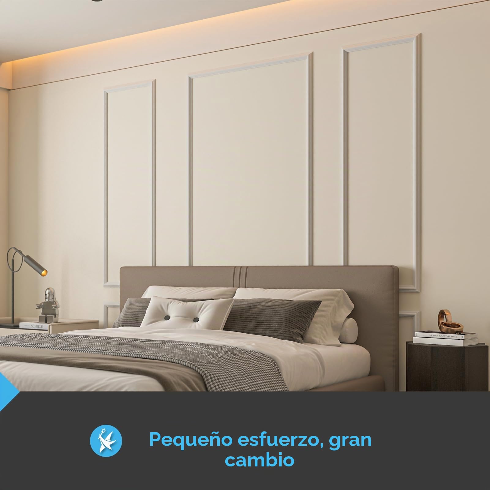 Art3d Molduras para Pared Pre-Cortadas 6 Piezas Decoración Interior Sala Dormitorio