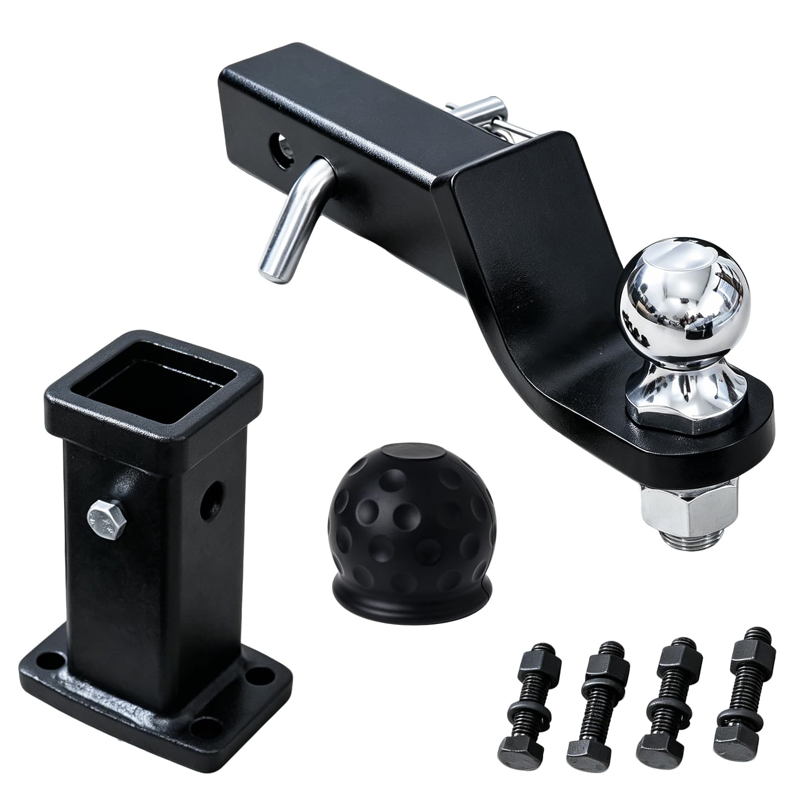 Kugelkopf Anhängerkupplung 2 Zoll/5 cm, Geschweißter Anhängerkupplungsarm mit Ø50 mm Kugelkopf Anhänger Adapter Höhenverstellbar 3500KG Traglast für Us-Fahrzeuge Wohnwagen SUV LKWs