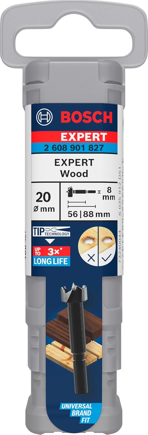 Bosch 1 x Expert Wood Forstner Drill Bit (for Softwood, Hardwood, Diameter 20.00 mm, Professional Accessories Drill, Screwdriver)