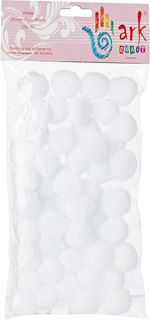 arkCRAFT Pom-Poms for Crafts 25mm - White ( PK-50 )