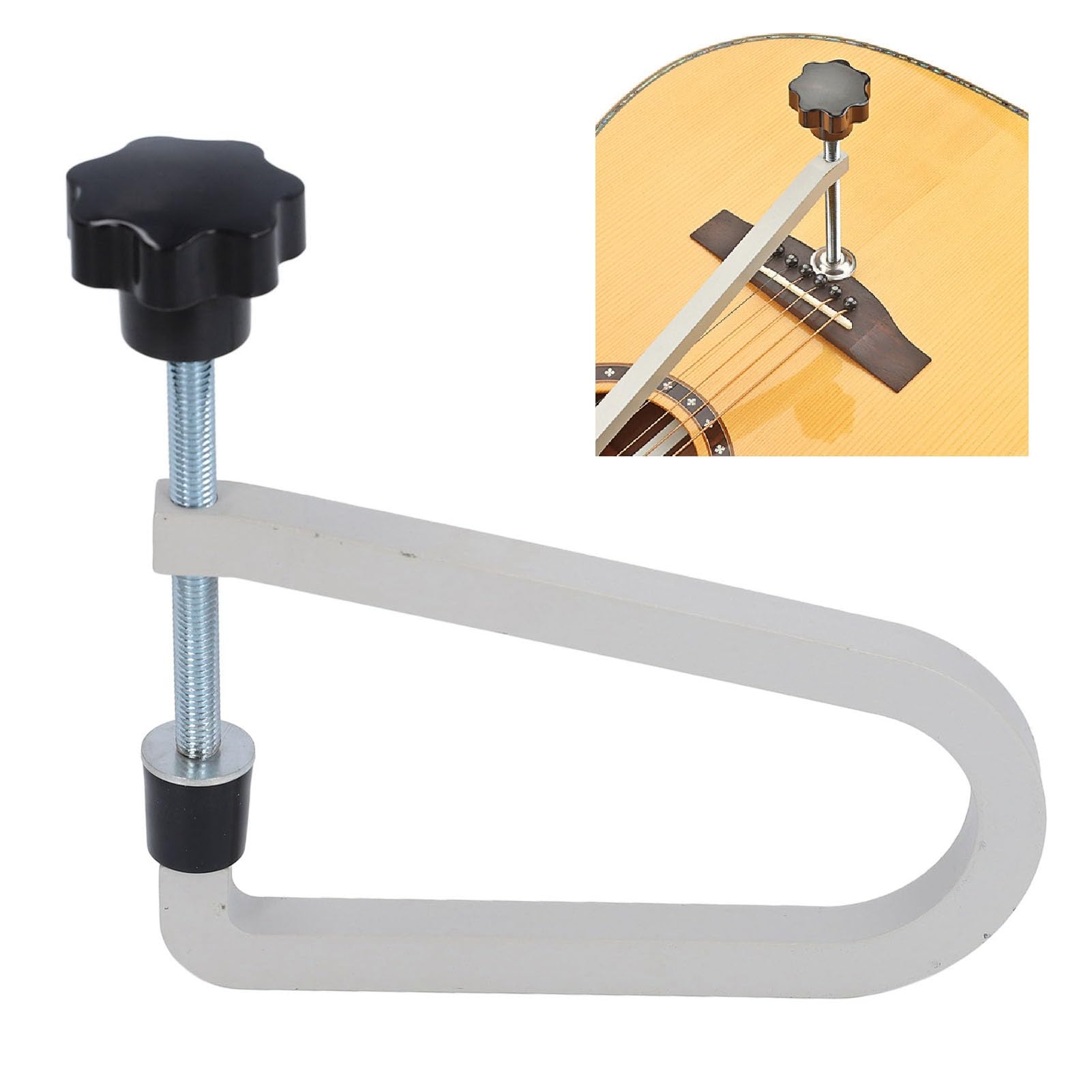 Abrazadera de Puente de Guitarra Acústica,Abrazadera en U de Garganta Profunda,Herramienta de Reparación de Acero Resistente para Guitarristas Luthiers (R258 Gris)