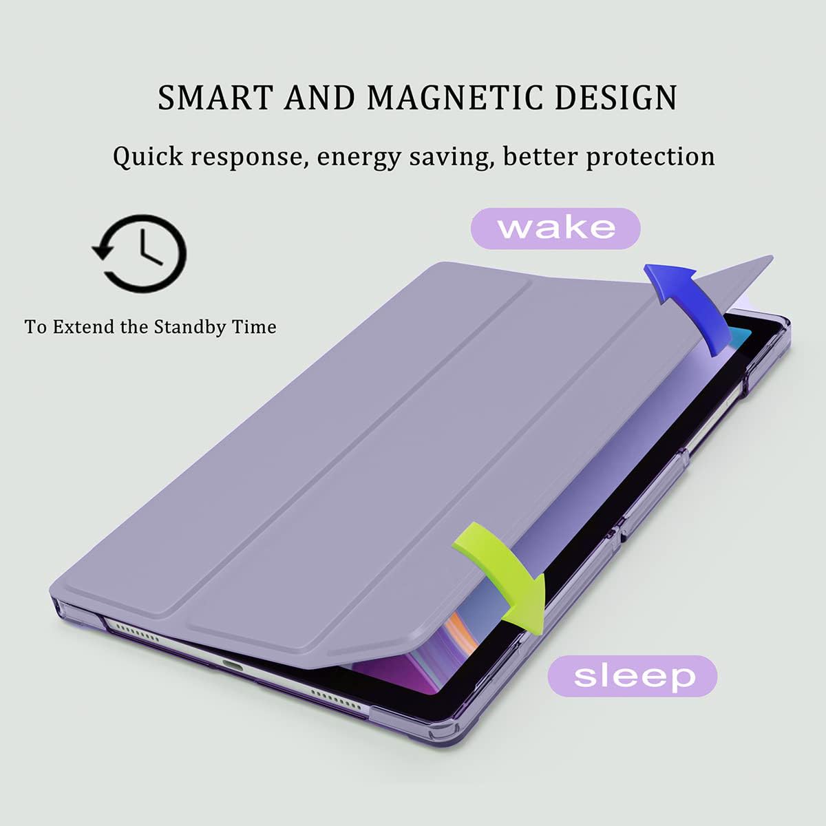 ProElite Cover for Samsung Galaxy Tab A9 Plus 11 inch Case Cover, Smart Flip Case Cover for Samsung Galaxy Tab A9+ 11 inch Translucent Back with Stylus Pen, Lavender 1