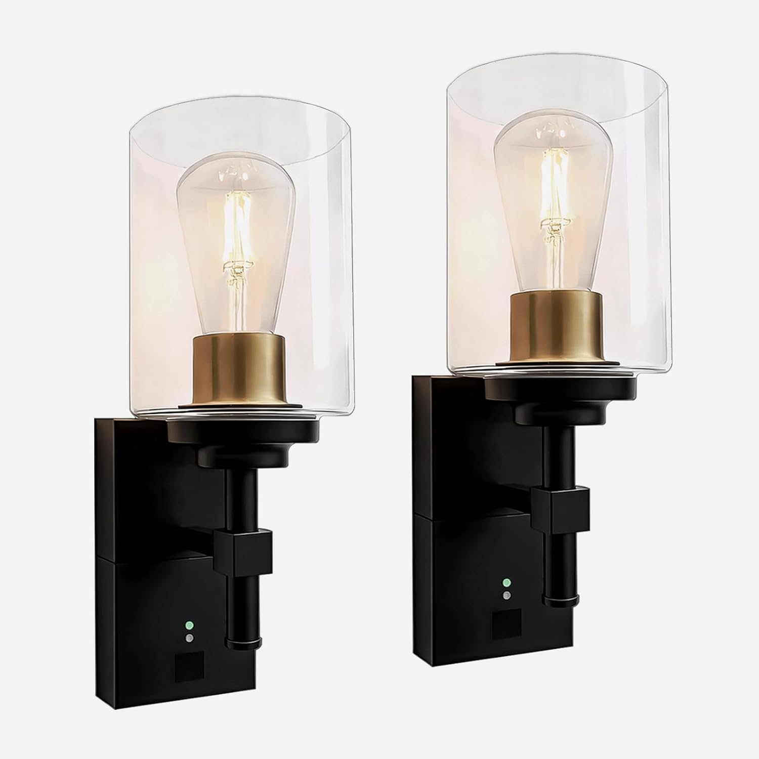 8000mAh Rechargeable Wall Sconces Set of Two,Split Type Battery Operated Wall Lights,with Remote Control and E27 LED Bulb,Dimmable Cordless Wall Light for Living Room, Bedroom, Hallway,Black