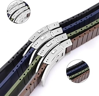 For Longines Watch Strap For Longines Hydroconquest L3.742 642 Fluorosilicone WatchBands(Black)