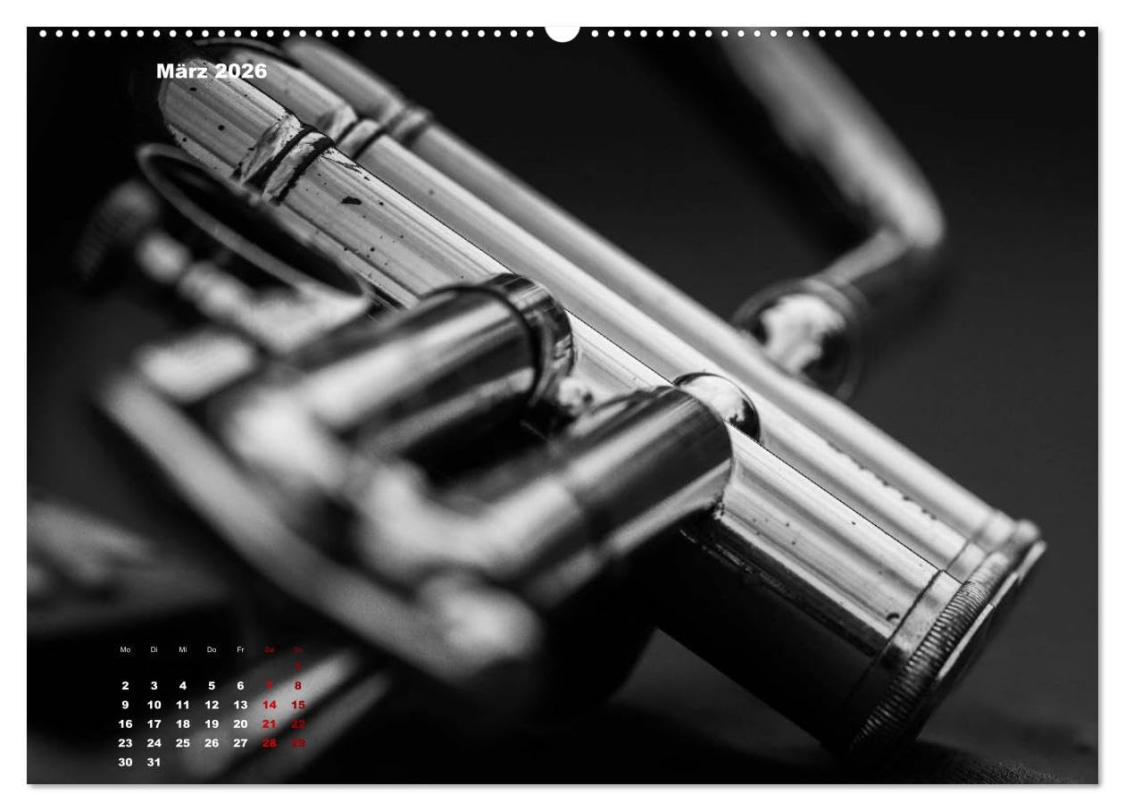 Trompete - Close up (hochwertiger Premium Wandkalender 2026 DIN A2 quer), Kunstdruck in Hochglanz: Detailaufnahmen einer Trompete (CALVENDO Hobbys)