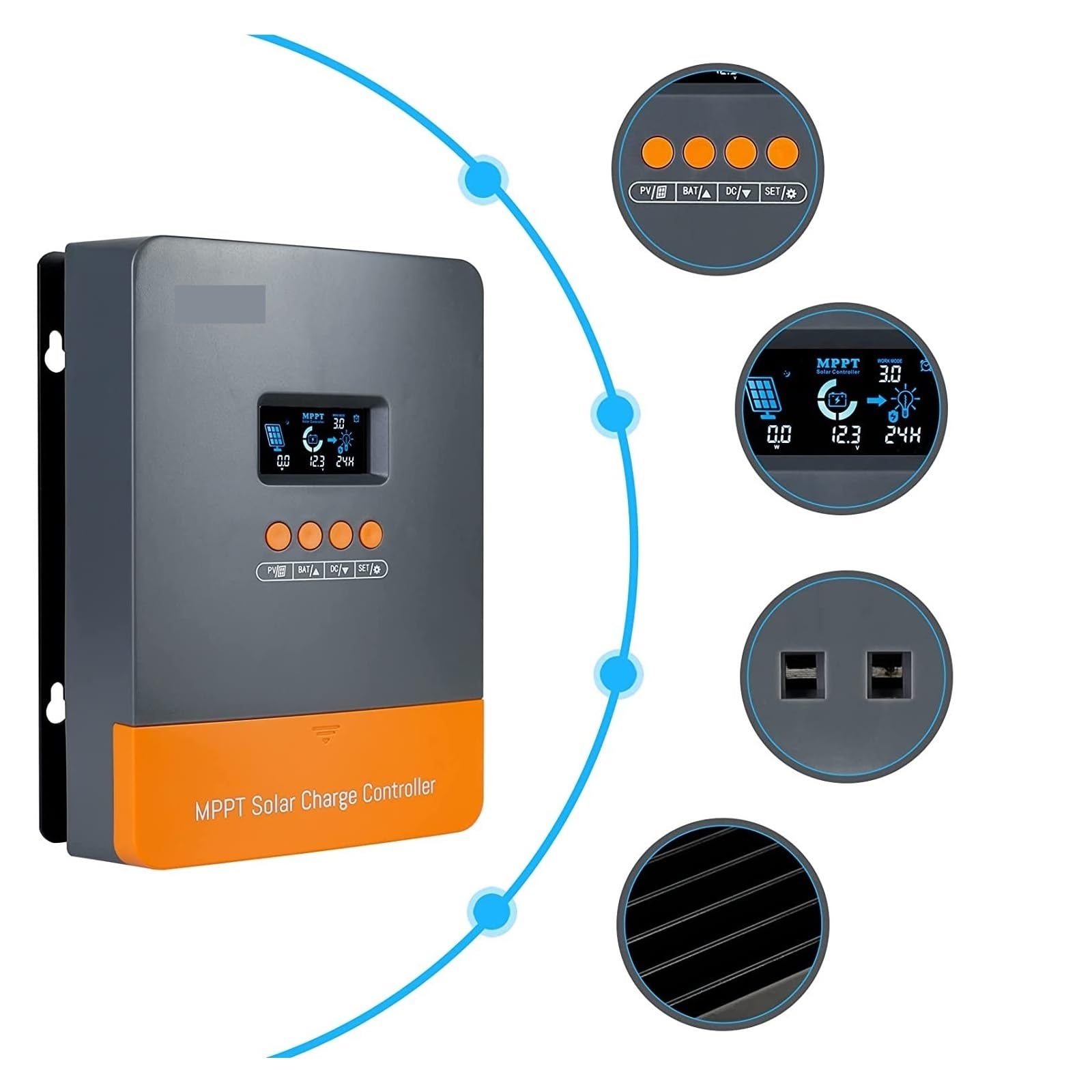 Mando De Cargador Solar MPPT 60A 12V 24V 36V 48V Regulador LCD De Luz Negra Entrada Máxima PV 150VDC Compatible Con Baterías De Litio Ampliamente Utilizado