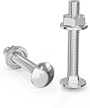 M6 Coach Bolts, M6 x 50mm Carriage Bolts with Flange Hexagon Nuts, Zinc Plated, Carbon Steel, Coach Screws, Pack of 20