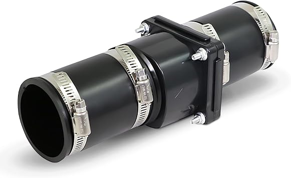 SUPPLYGIANT TQDW22 Sump Pump Check Valve; Water Backflow Preventor; 2 in; Rubber Coupling with Stainless Steel Clamps,Chrome