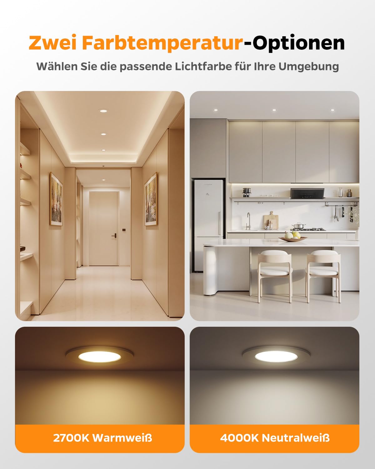 LED Einbaustrahler 230V Dimmbar, 4W LED Spots 68mm 4000K Neutralweiß, 25mm Ultra Flach Deckenspots, IP44 Spots Deckenleuchte Einbauleuchten für Badezimmer Küche Wohnzimmer, 12er Set