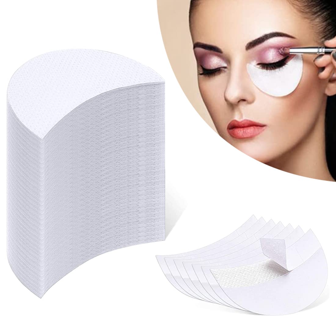 MAYCREATE 100 Pcs Matte Finish Eyeshadow Shields Under Eye Patch, Professional Makeup Eye Shadow Pads Stencils Eye Tips Sticker, Lint Free Eyeshadow Patches For Eyelash Extensions Sticker