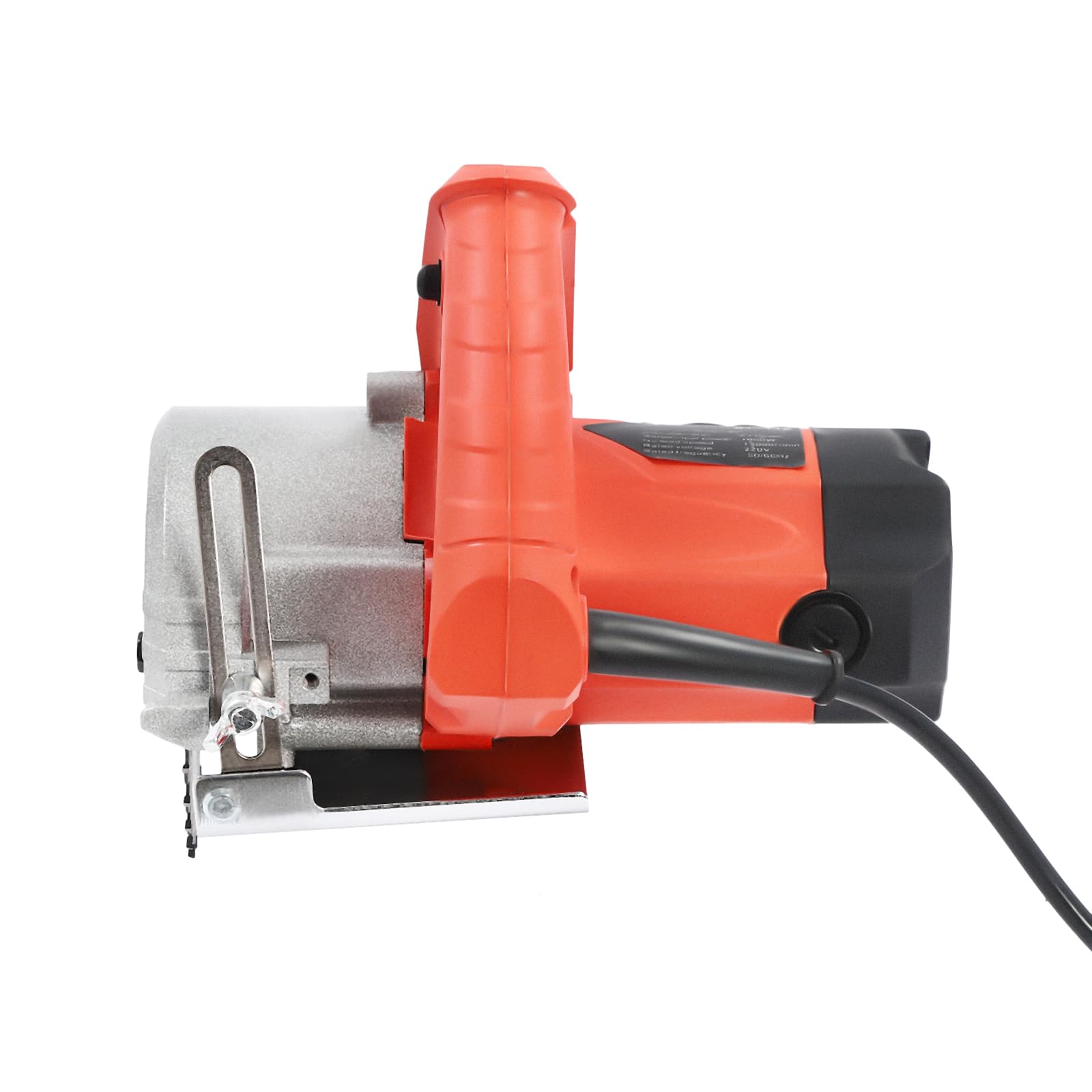 Mini piła tarczowa ręczna 1,58 kW 13000 obr./min 110 mm Ø brzeszczot 0-34 mm, maksymalna głębokość cięcia 0-45°, zakres obrotu z brzeszczotem do drewna i brzeszczotem do kamienia