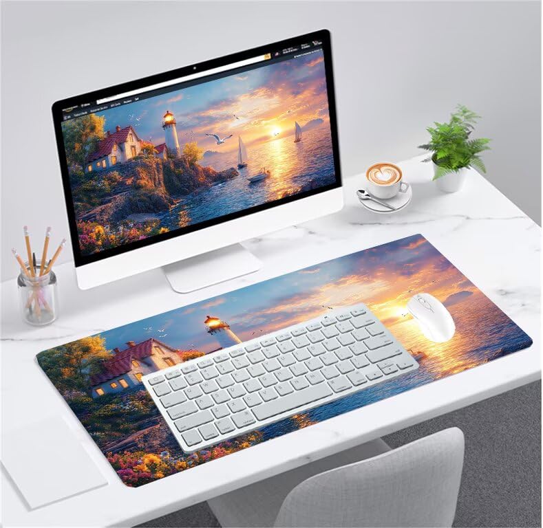Grand tapis de souris gamer XXL motif bateau cadeau idéal de bureau
