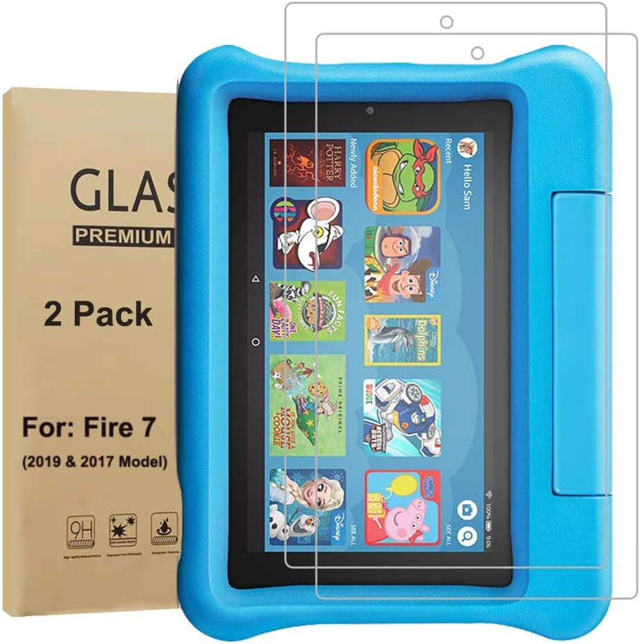 Tempered Glass Screen Protector for Fite Kids Edition(7 inch, 2019 & 2017 Version), Crystal Clear, 2.5D Curved Edge, Sensitive-Touch, Anti Scratch, Bubble-Free (2 Pack)