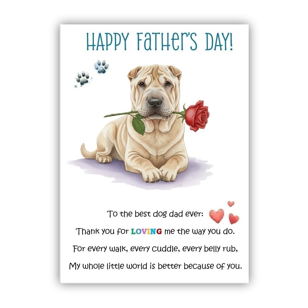 Father’s Day Card From the Dog. Multiple Breeds Available. Cute Fathers Day Pet Card. To The Best Dog Dad Ever (• Shar Pei fawn)
