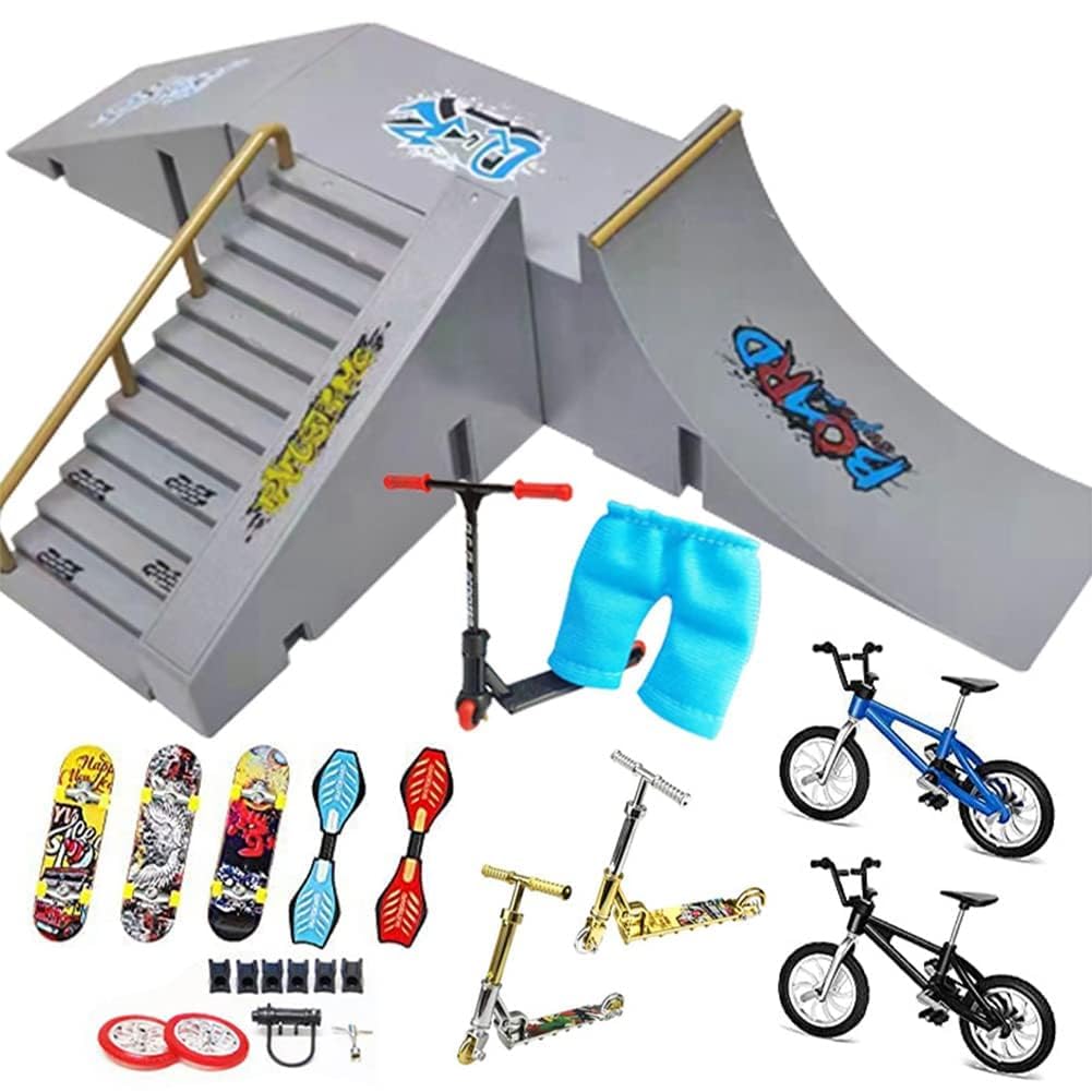 AMEIYUN Finger Skateboard Ramp Kit, Skate Park Kit, Venue Props, Alloy Finger Bike, Scooter Pants