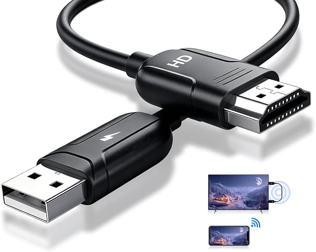 Wireless HDMI Adapter, 2.4G/5G Dual Band HD hdmi Wireless mit Miracast/AirPlay, Kompatibel mit iOS/Android/Windows/Mac, Plug & Play, Bildschirmspiegelung für TV/Monitor/Projektor
