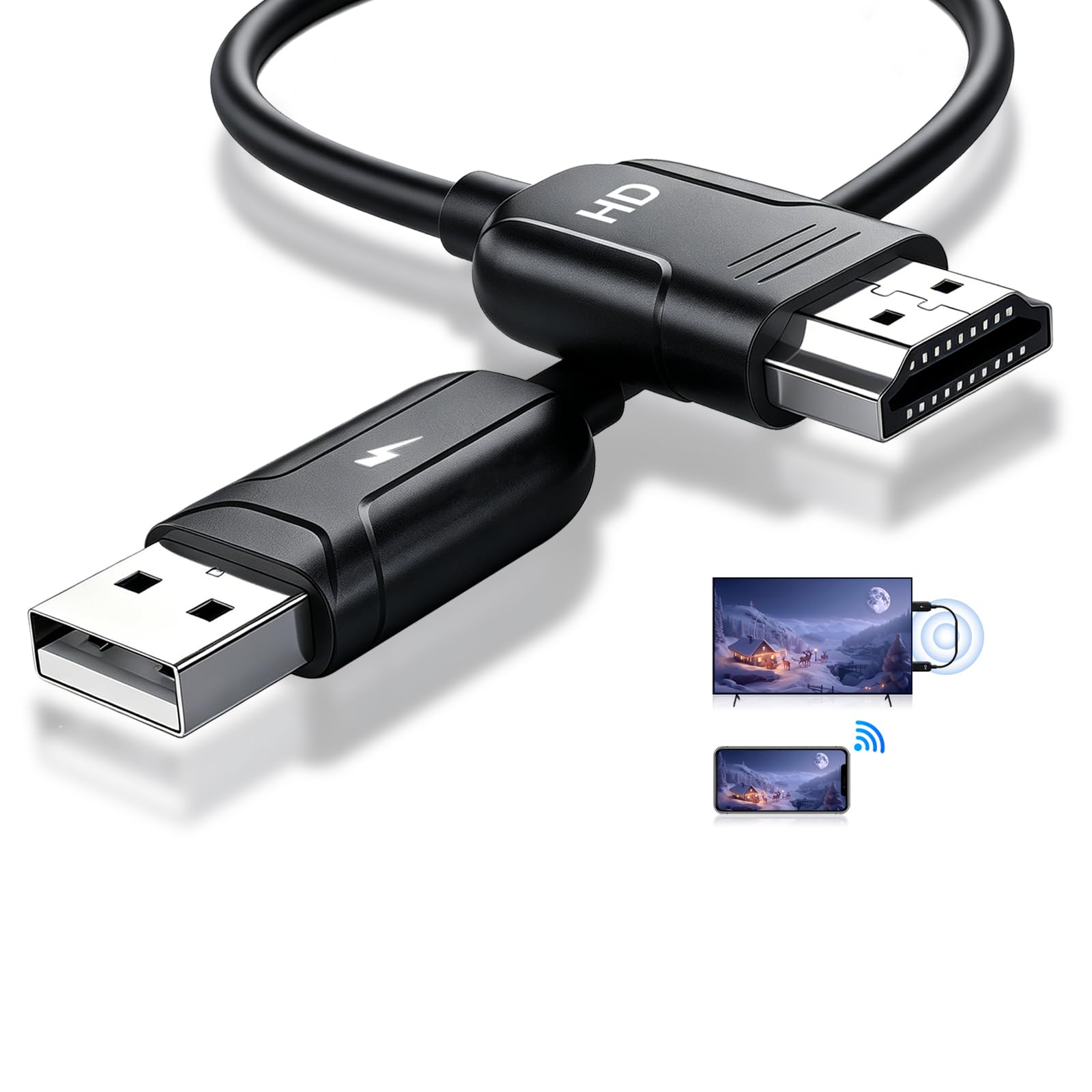 Wireless HDMI Adapter, 2.4G/5G Dual Band HD hdmi Wireless mit Miracast/AirPlay, Kompatibel mit iOS/Android/Windows/Mac, Plug & Play, Bildschirmspiegelung für TV/Monitor/Projektor