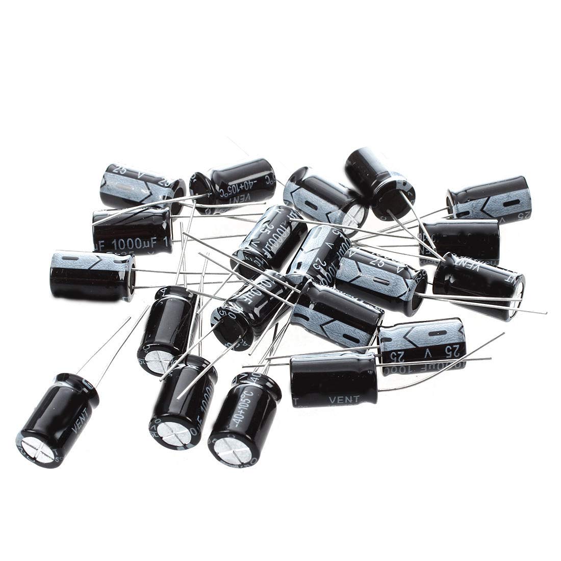 Yuattory Black Pcs 1000Uf 25V 105C Radial Electrolytic Capacitors 10X17mm Size 20