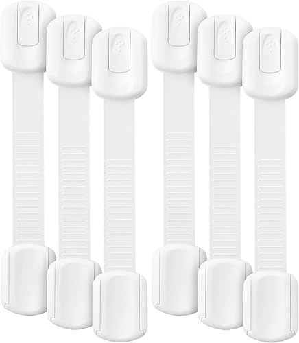 Bates - Cerraduras de correa de seguridad para niños paquete de 6 cierres de gabinete a prueba de niños cerraduras de gabinete de seguridad para