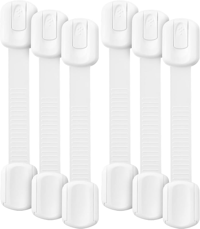 Bates- Child Safety Strap Locks, 6 Pack, Child Proof Cabinet Latches, Child Safety Cabinet Locks, Drawer Locks Baby Proofing, Baby Cabinet Safety Latches, Baby Proof Cabinet Locks