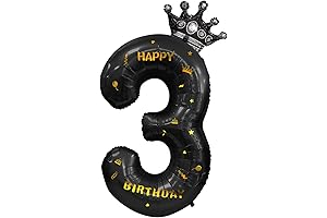 40 Inch Black Number 3 Balloon: Giant Mylar Digit for Birthdays and Celebrations