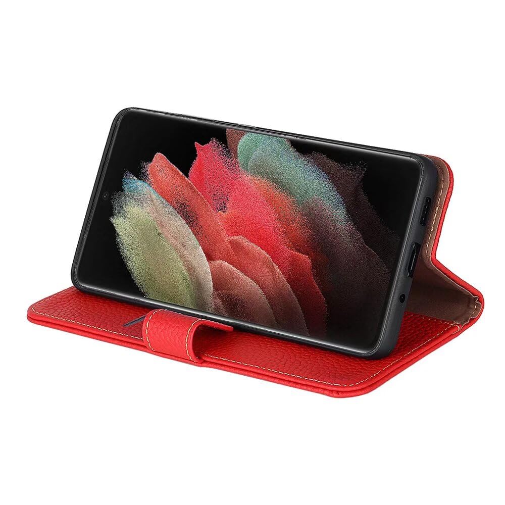 COQUE Etui na Honor X6c okładka, skórzany wzór liczi etui z klapką z przegródką na kartę etui na telefon do Honor X6c 5G-czerwone
