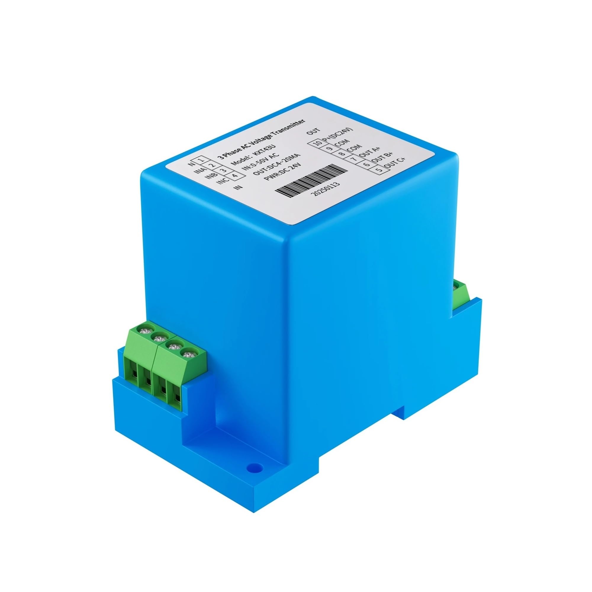 PEQYUACTE AC Voltage Sensor Transmitter 0-100V 0-220V 0-380V 4-20mA 0-10V 0-5V RS485 3P4W Voltage Transducer Transmitter DC24V(Input Ac 0-465v,4-20mA Output)