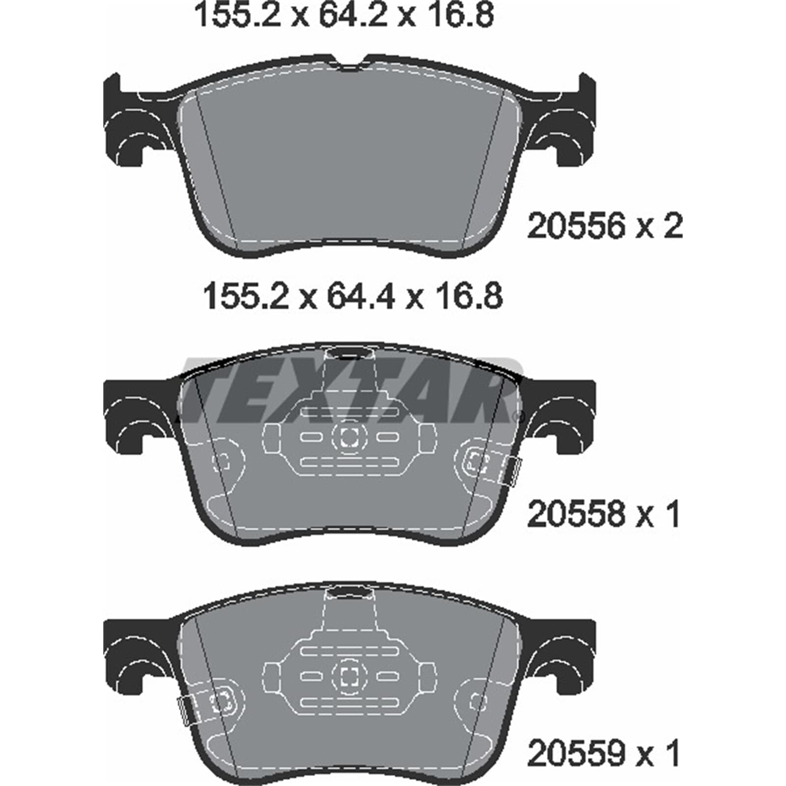 Textar Bremsscheiben + Beläge vorne + hinten | 92306703 + 2055601 + 92292403 + 2223103 Kompatibel mit Focus IV (hn),focus IV Stufenheck (hm),focus IV Turnier (hp)